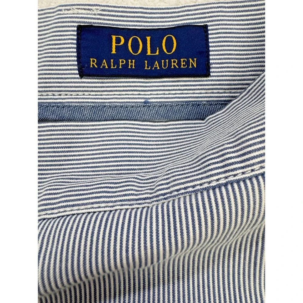 Polo Ralph Lauren Pants‎ Mens 36W 34L Blue White Stripe Seersucker Bleecker